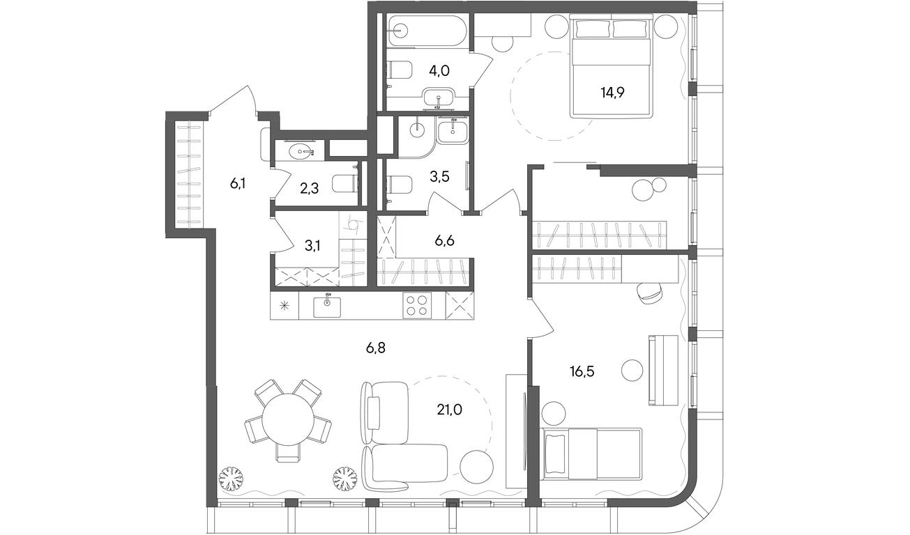 2-BD Apartment Sale, 89.9 sq. m. at Sokolniki (Sokolniki), Gastello Street, Moscow, Russia #1 2-BD Apartment Sale, 89.9 sq. m. at Sokolniki (Sokolniki), Gastello Street, Moscow, Russia #1