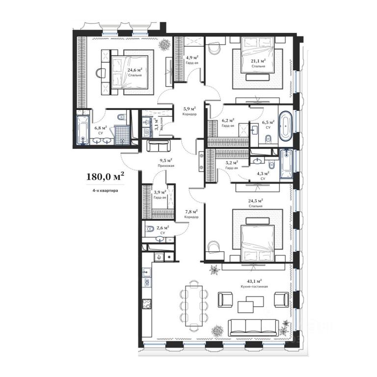Продажа 2-комн. квартиры, 180,8 м² в ЖК «Frank's house (Дом Франка )», Большой Кисельный переулок, 11, Москва, Россия #1 Продажа 2-комн. квартиры, 180,8 м² в ЖК «Frank's house (Дом Франка )», Большой Кисельный переулок, 11, Москва, Россия #1