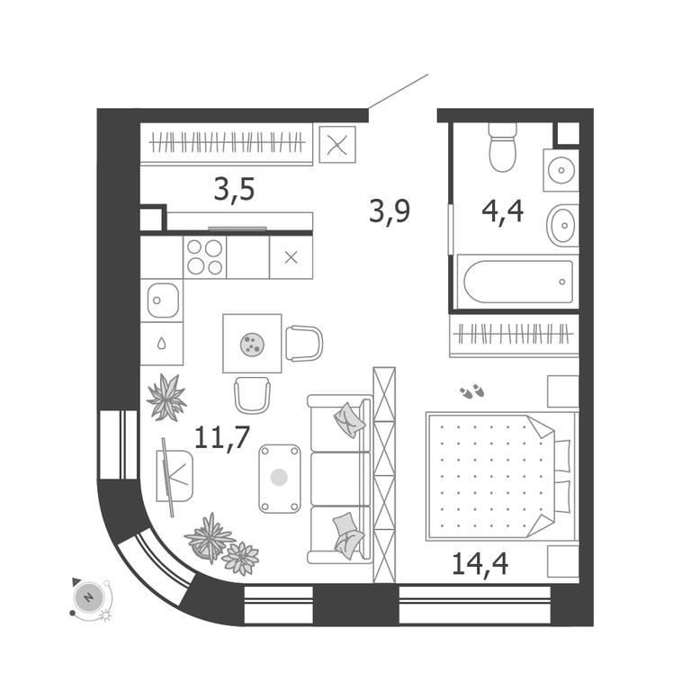 1-BD Apartment Sale, 37.9 sq. m. at Shagal, Автозаводская улица, 23, Москва, Россия #1 1-BD Apartment Sale, 37.9 sq. m. at Shagal, Автозаводская улица, 23, Москва, Россия #1