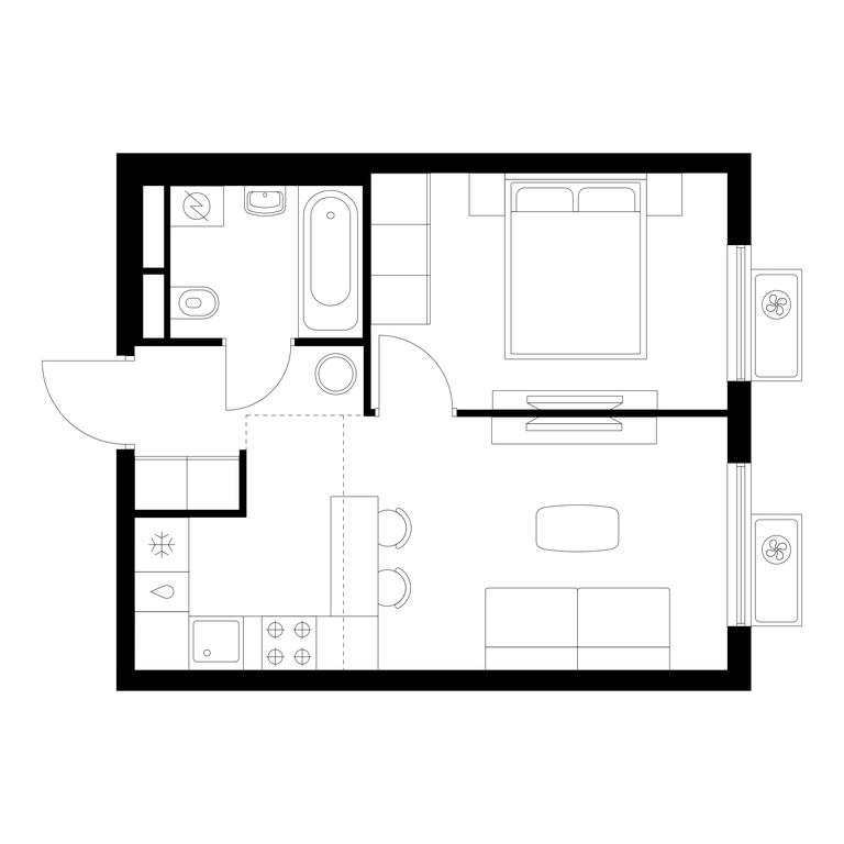 1-BD Apartment Sale, 34 sq. m. at Yauza Park, ulitsa Kolontsova, 4, Mytischi, Moscow Region, Russia #1