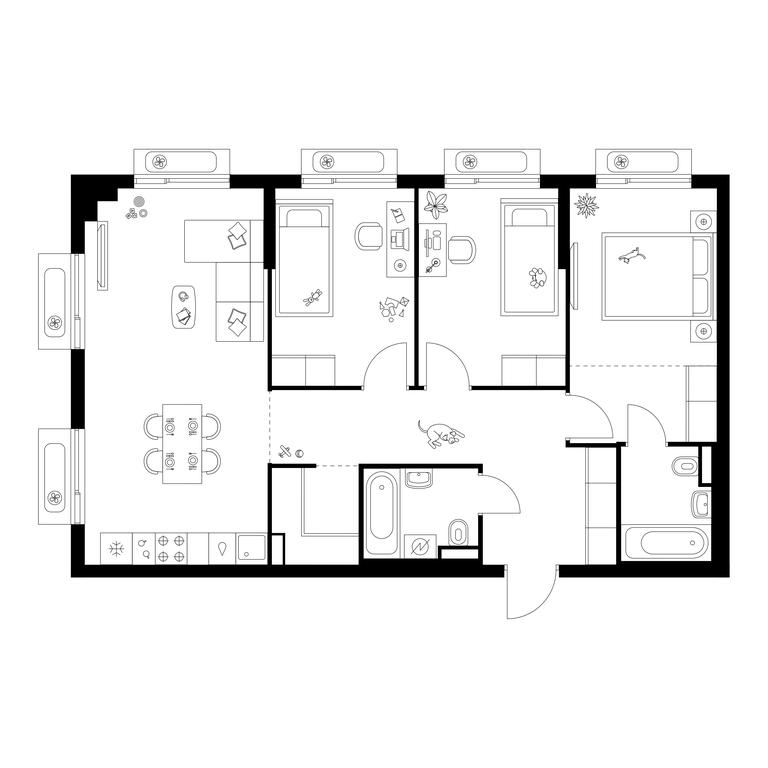 3-BD Apartment Sale, 80.2 sq. m. at Salarevo Park, Salaryevskaya Street, 8к1, Moskovskiy Settlement, Moscow, Russia #1