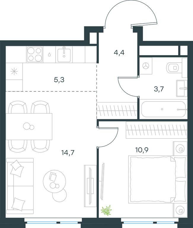 1-BD Apartment Sale, 39 sq. m. at Level Michurinskiy, Озёрная улица, вл1, Москва, Россия #1