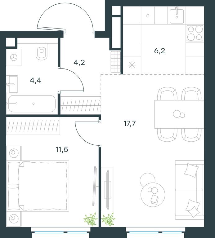 1-BD Apartment Sale, 44 sq. m. at Level Michurinskiy, Озёрная улица, вл1, Москва, Россия #1