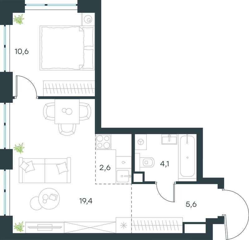 1-BD Apartment Sale, 42.3平方米 at Level Michurinskiy, Озёрная улица, вл1, Москва, Россия #1 1-BD Apartment Sale, 42.3平方米 at Level Michurinskiy, Озёрная улица, вл1, Москва, Россия #1
