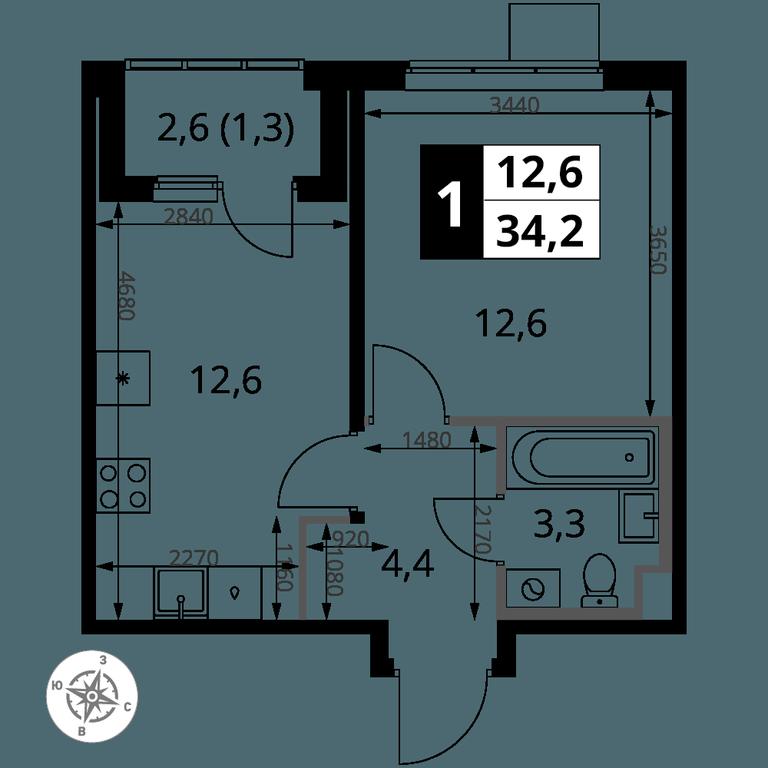 1-BD Apartment Sale, 34.2 sq. m. at 1 Yasenevskij, Kvartal № 24, Mosrentgen Settlement, Moscow, Russia #1 1-BD Apartment Sale, 34.2 sq. m. at 1 Yasenevskij, Kvartal № 24, Mosrentgen Settlement, Moscow, Russia #1