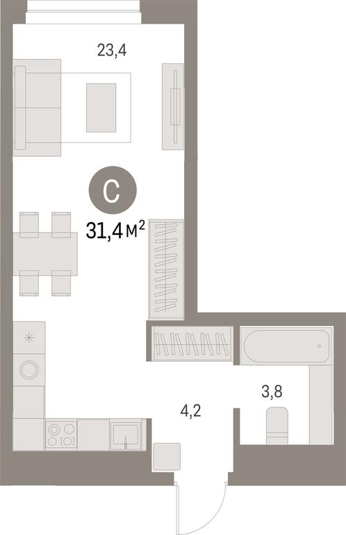Apartment Sale, 31.4 sq. m. at Pervy kvartal, Kalinovaya ulitsa, derevnya Sapronovo, Leninskiy City District, Moscow Region, Russia #1 Apartment Sale, 31.4 sq. m. at Pervy kvartal, Kalinovaya ulitsa, derevnya Sapronovo, Leninskiy City District, Moscow Region, Russia #1