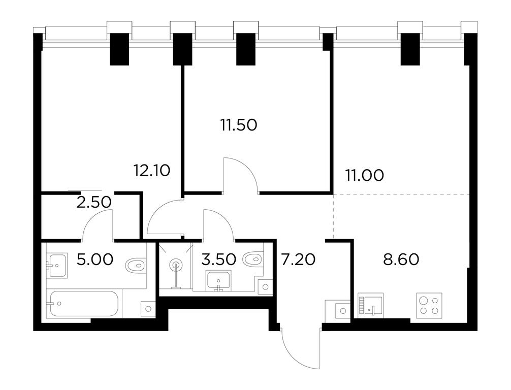 2-BD Apartment Sale, 61.4 sq. m. at Injoy, Admirala Makarova Street, 2с1, Moscow, Russia #1