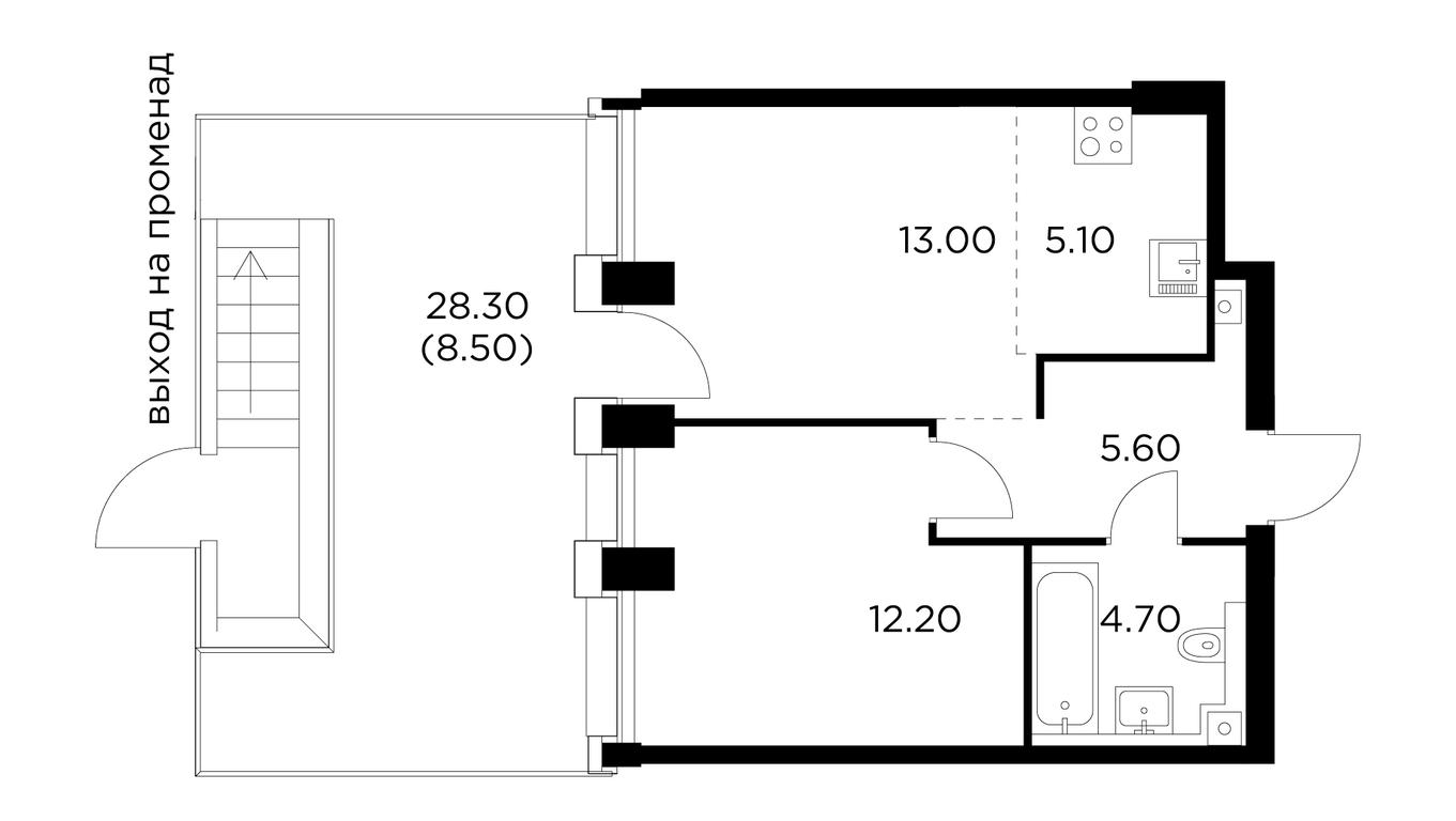 1-BD Apartment Sale, 49.1 sq. m. at Injoy, Admirala Makarova Street, 2с1, Moscow, Russia #1 1-BD Apartment Sale, 49.1 sq. m. at Injoy, Admirala Makarova Street, 2с1, Moscow, Russia #1