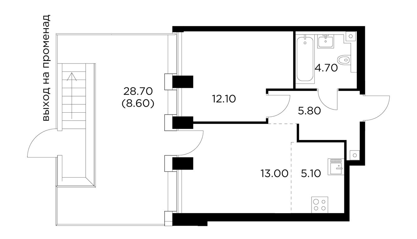 1-BD Apartment Sale, 49.3 sq. m. at Injoy, Admirala Makarova Street, 2с1, Moscow, Russia #1 1-BD Apartment Sale, 49.3 sq. m. at Injoy, Admirala Makarova Street, 2с1, Moscow, Russia #1