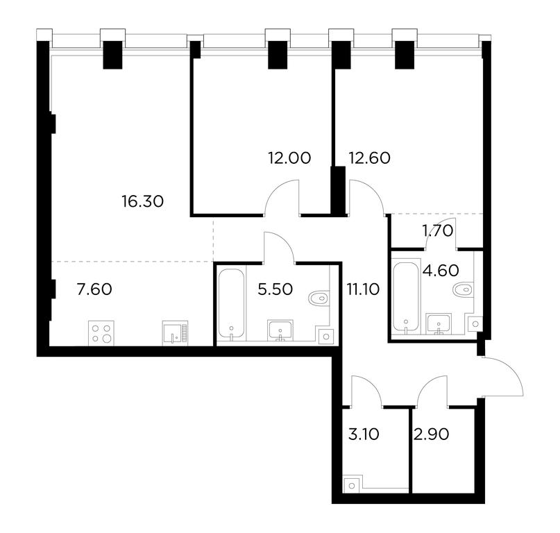 2-BD Apartment Sale, 77.4 sq. m. at Injoy, Admirala Makarova Street, 2с1, Moscow, Russia #1