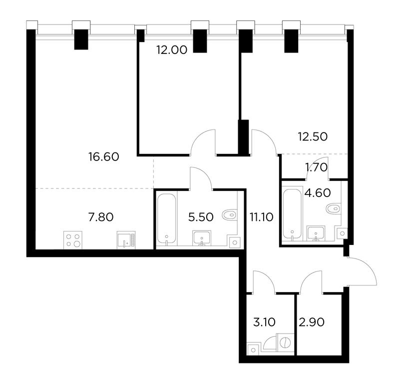 2-BD Apartment Sale, 77.8 sq. m. at Injoy, Admirala Makarova Street, 2с1, Moscow, Russia #1