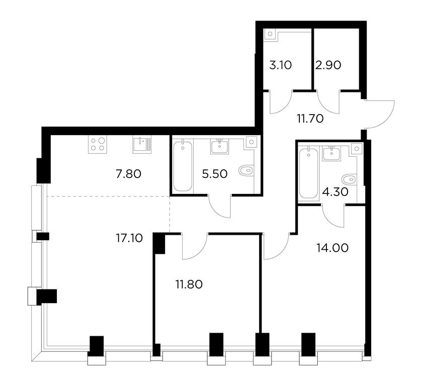 2-BD Apartment Sale, 78.2 sq. m. at Injoy, Admirala Makarova Street, 2с1, Moscow, Russia #1 2-BD Apartment Sale, 78.2 sq. m. at Injoy, Admirala Makarova Street, 2с1, Moscow, Russia #1