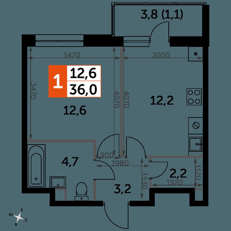 1-BD Apartment Sale, 36 sq. m. at Skandinavskiy, Malaya Borodinskaya ulitsa, 1к1, derevnya Borodino, Mytishi Urban District, Moscow Region, Russia #2