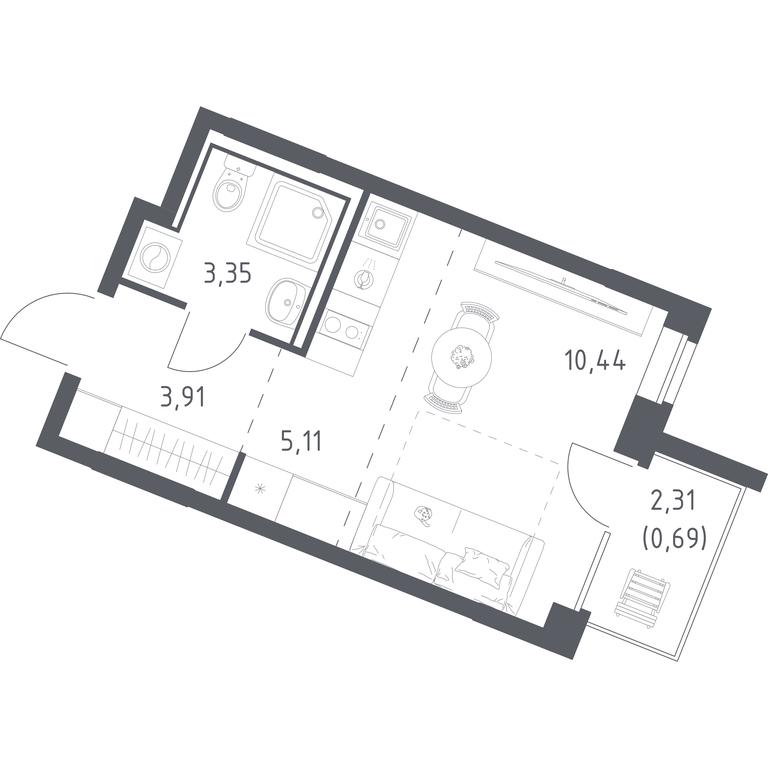 Apartment Sale, 23.5 sq. m. at Kvartal Zapadnyj, kvartal № 76, Marushkinskoye Settlement, Moscow, Russia #1 Apartment Sale, 23.5 sq. m. at Kvartal Zapadnyj, kvartal № 76, Marushkinskoye Settlement, Moscow, Russia #1
