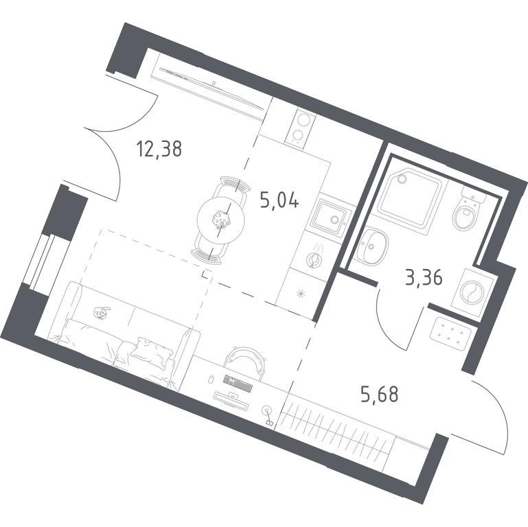 Apartment Sale, 26.46 sq. m. at Kvartal Zapadnyj, kvartal № 76, Marushkinskoye Settlement, Moscow, Russia #1 Apartment Sale, 26.46 sq. m. at Kvartal Zapadnyj, kvartal № 76, Marushkinskoye Settlement, Moscow, Russia #1