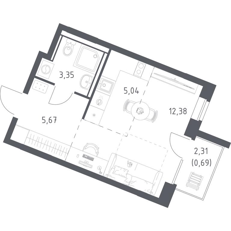 Apartment Sale, 27.13 sq. m. at Kvartal Zapadnyj, kvartal № 76, Marushkinskoye Settlement, Moscow, Russia #1 Apartment Sale, 27.13 sq. m. at Kvartal Zapadnyj, kvartal № 76, Marushkinskoye Settlement, Moscow, Russia #1
