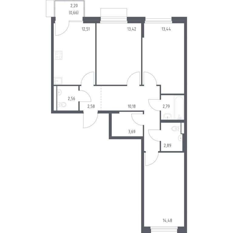 2-BD Apartment Sale, 79.2 sq. m. at Novoe Vnukovo, kvartal № 38, Kokoshkino Settlement, Moscow, Russia #1 2-BD Apartment Sale, 79.2 sq. m. at Novoe Vnukovo, kvartal № 38, Kokoshkino Settlement, Moscow, Russia #1