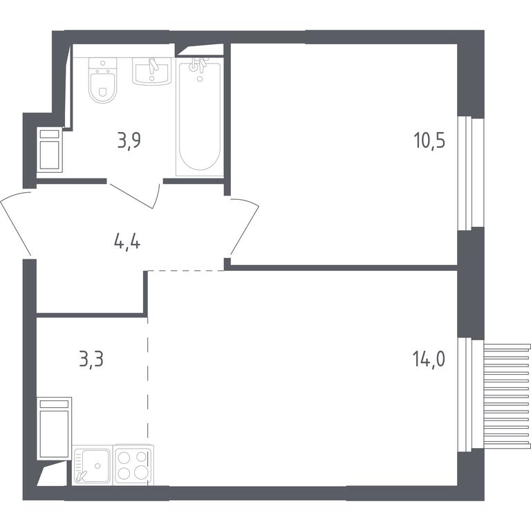 Apartment Sale, 35.6平方米 at Mytishchi Park, Silikatnaya ulitsa, 41к3, Mytischi, Moscow Region, Russia #1