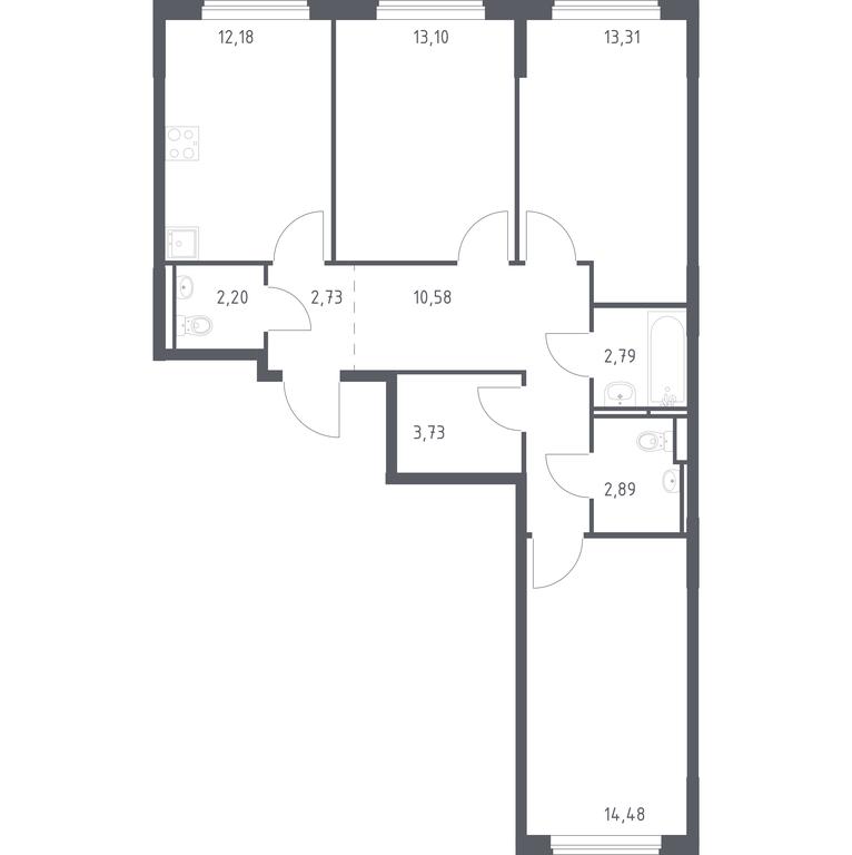2-BD Apartment Sale, 77.99平方米 at Mytishchi Park, Silikatnaya ulitsa, 41к3, Mytischi, Moscow Region, Russia #1 2-BD Apartment Sale, 77.99平方米 at Mytishchi Park, Silikatnaya ulitsa, 41к3, Mytischi, Moscow Region, Russia #1