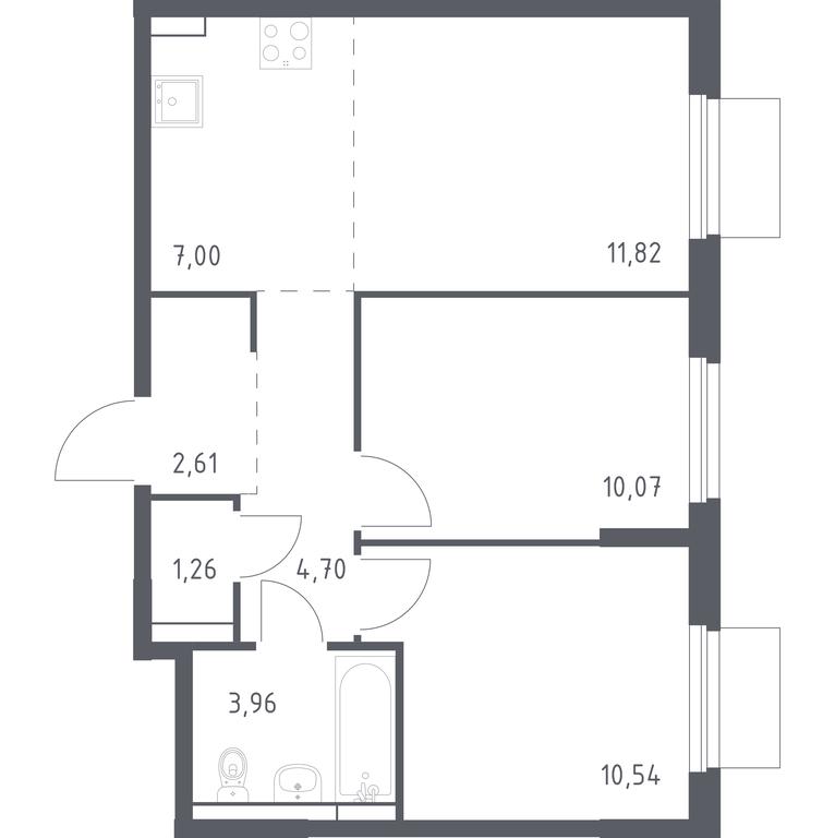 1-BD Apartment Sale, 51.96平方米 at Mytishchi Park, Silikatnaya ulitsa, 41к3, Mytischi, Moscow Region, Russia #1 1-BD Apartment Sale, 51.96平方米 at Mytishchi Park, Silikatnaya ulitsa, 41к3, Mytischi, Moscow Region, Russia #1
