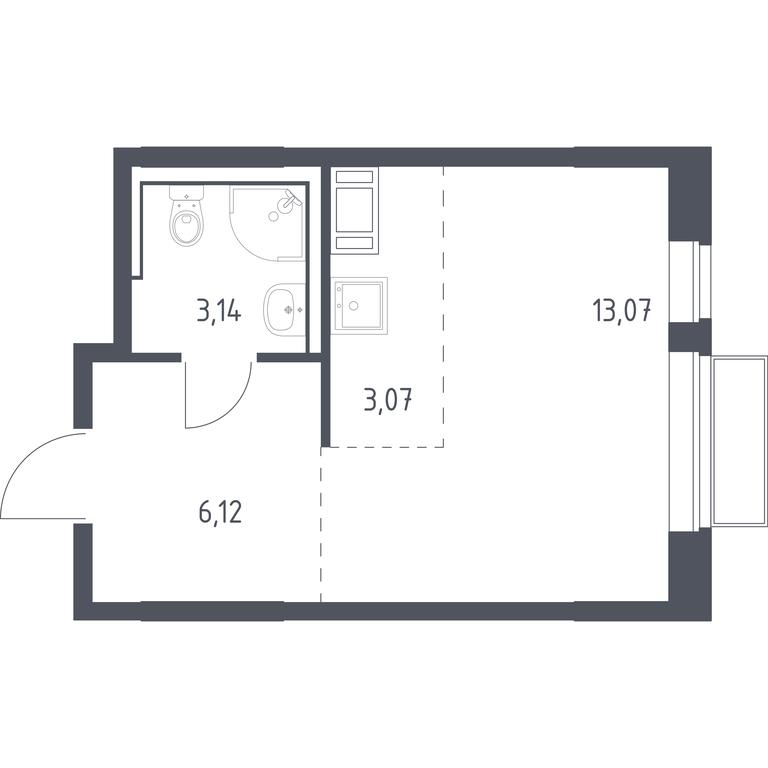 Apartment Sale, 25.4 sq. m. at Tomilino Park, 1-y kvartal, posyolok Zhilino-1, Lubertsy City District, Moscow Region, Russia #1