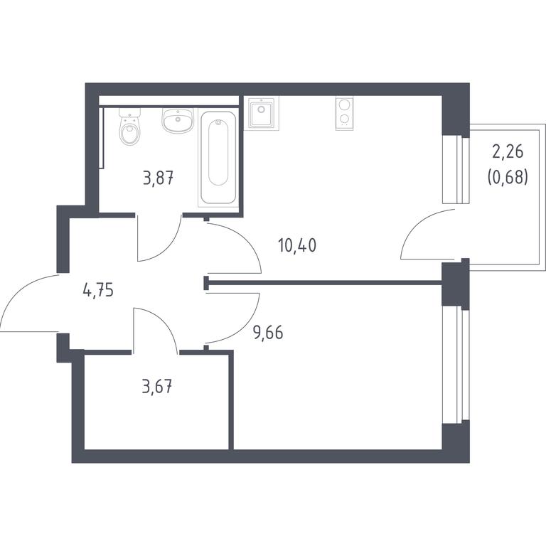 Apartment Sale, 33.03平方米 at Egorovo Park, 1-y kvartal, posyolok Zhilino-1, Lubertsy City District, Moscow Region, Russia #1