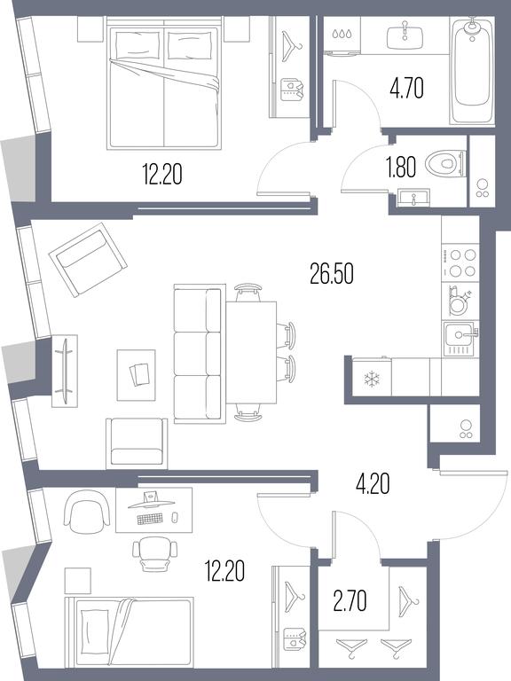 2-BD Apartment Sale, 64.3 sq. m. at Severny Port, Leningradskoye Highway, Moscow, Russia #1 2-BD Apartment Sale, 64.3 sq. m. at Severny Port, Leningradskoye Highway, Moscow, Russia #1