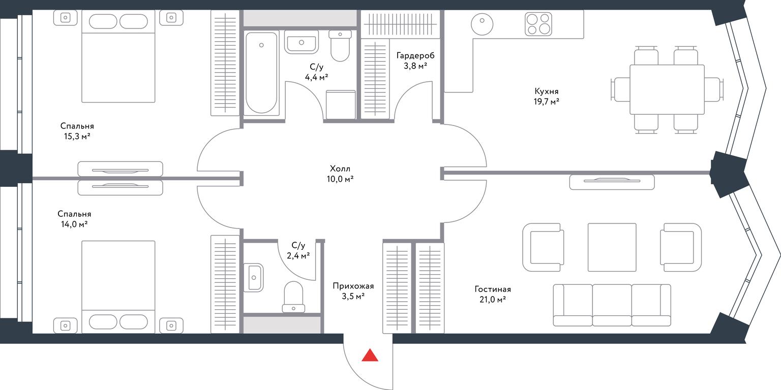 2-BD Apartment Sale, 94.1 sq. m. at River Park, Korabelnaya Street, 17к1, Moscow, Russia #1 2-BD Apartment Sale, 94.1 sq. m. at River Park, Korabelnaya Street, 17к1, Moscow, Russia #1
