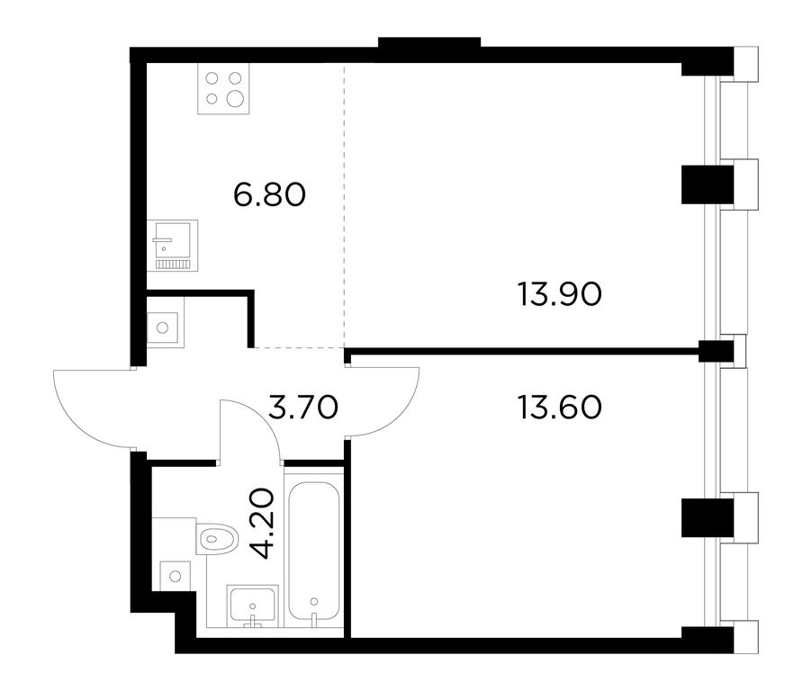 1-BD Apartment Sale, 42.2 sq. m. at Injoy, Admirala Makarova Street, 2с1, Moscow, Russia #1
