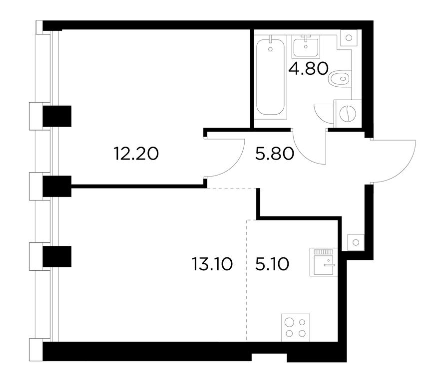 1-BD Apartment Sale, 41 sq. m. at Injoy, Admirala Makarova Street, 2с1, Moscow, Russia #1