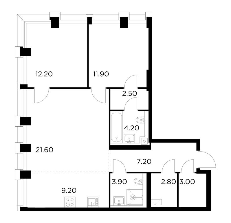 2-BD Apartment Sale, 78.5 sq. m. at Injoy, Admirala Makarova Street, 2с1, Moscow, Russia #1