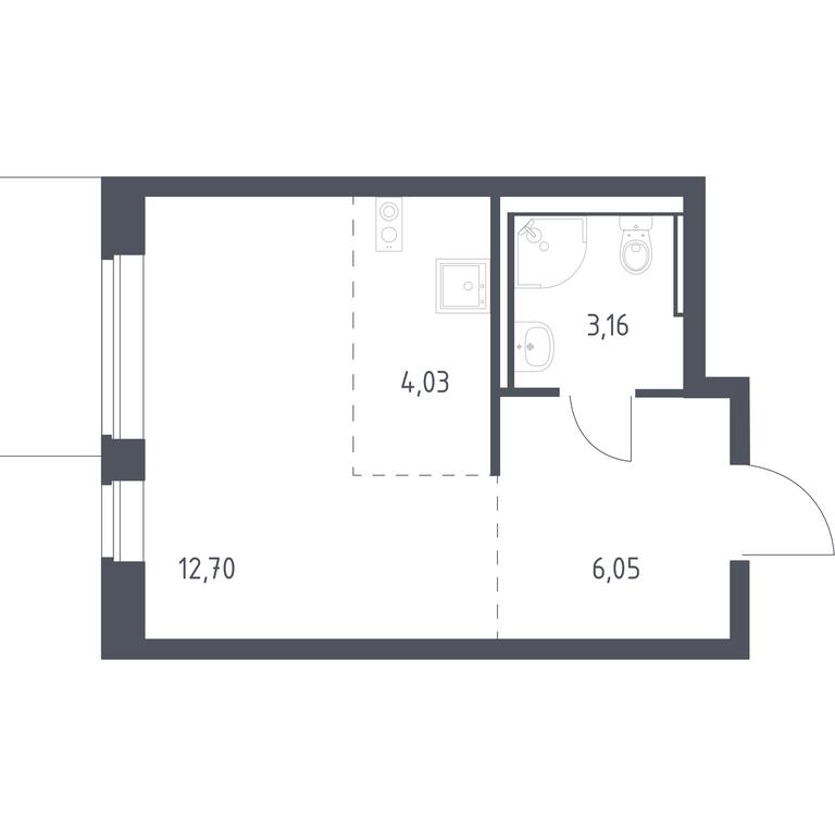Apartment Sale, 25.94平方米 at Kvartal Zapadnyj, kvartal № 76, Marushkinskoye Settlement, Moscow, Russia #1
