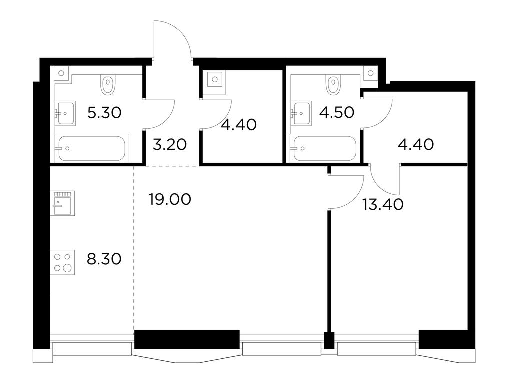 1-BD Apartment Sale, 62.5平方米 at Injoy, Admirala Makarova Street, 2с1, Moscow, Russia #1