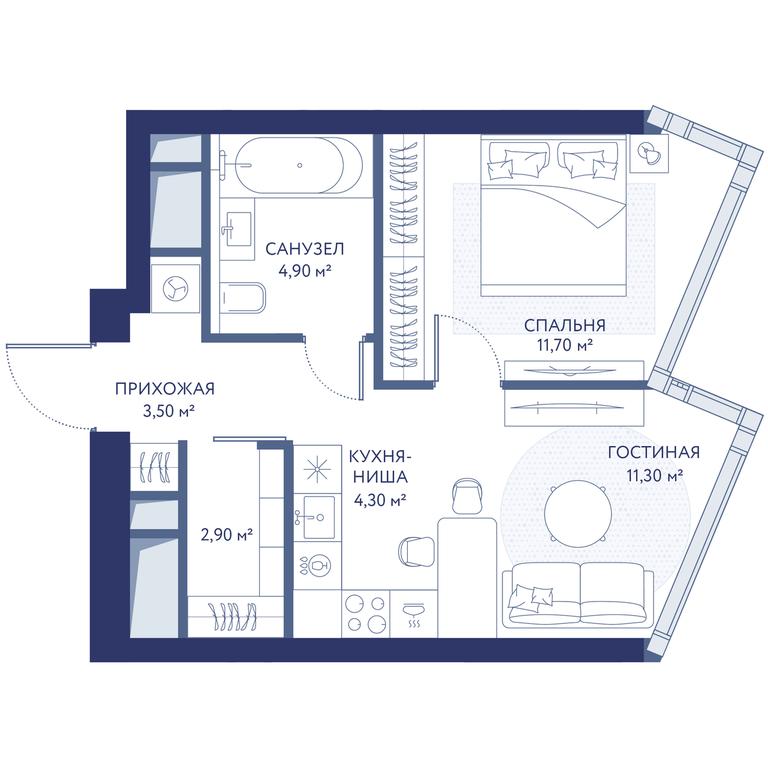 1-BD Apartment Sale, 38.6平方米 at HideOut, 3rd Setunsky Drive, Moscow, Russia #1 1-BD Apartment Sale, 38.6平方米 at HideOut, 3rd Setunsky Drive, Moscow, Russia #1