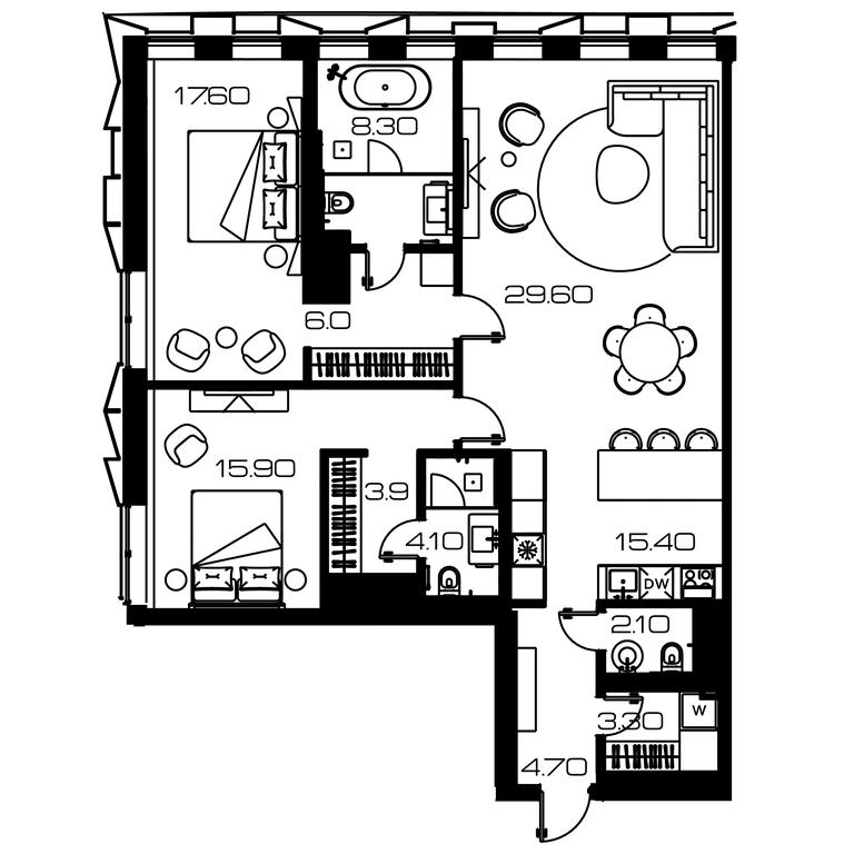 2-BD Apartment Sale, 112.6 sq. m. at Lunar, Leninsky Avenue, 38, Moscow, Russia #1 2-BD Apartment Sale, 112.6 sq. m. at Lunar, Leninsky Avenue, 38, Moscow, Russia #1