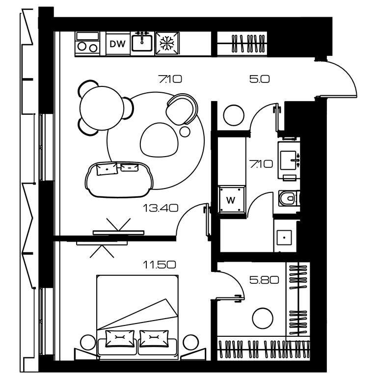1-BD Apartment Sale, 51.3 sq. m. at Lunar, Leninsky Avenue, 38, Moscow, Russia #1 1-BD Apartment Sale, 51.3 sq. m. at Lunar, Leninsky Avenue, 38, Moscow, Russia #1