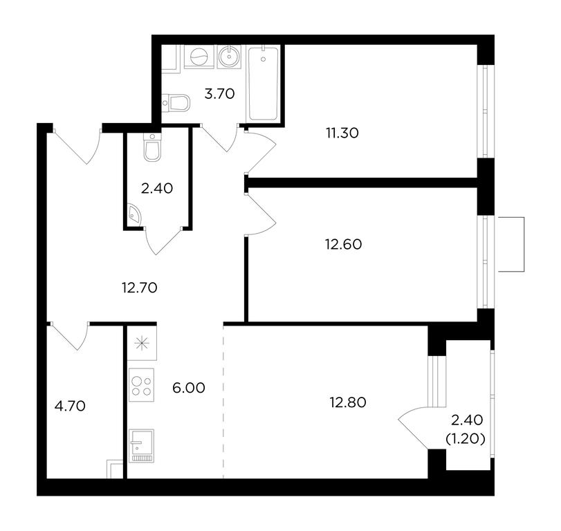 2-BD Apartment Sale, 67.7平方米 at Milovidnoe, zhiloy kompleks Milovidnoye, Settlement of Razvilka, Leninskiy City District, Moscow Region, Russia #1
