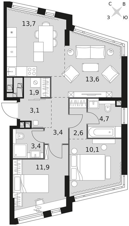 3-BD Apartment Sale, 68.4 sq. m. at Rotterdam, Varshavskoye Highway, 37Ак1с2, Moscow, Russia #1 3-BD Apartment Sale, 68.4 sq. m. at Rotterdam, Varshavskoye Highway, 37Ак1с2, Moscow, Russia #1