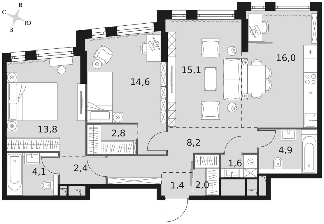 3-BD Apartment Sale, 86.9 sq. m. at Rotterdam, Varshavskoye Highway, 37Ак1с2, Moscow, Russia #1