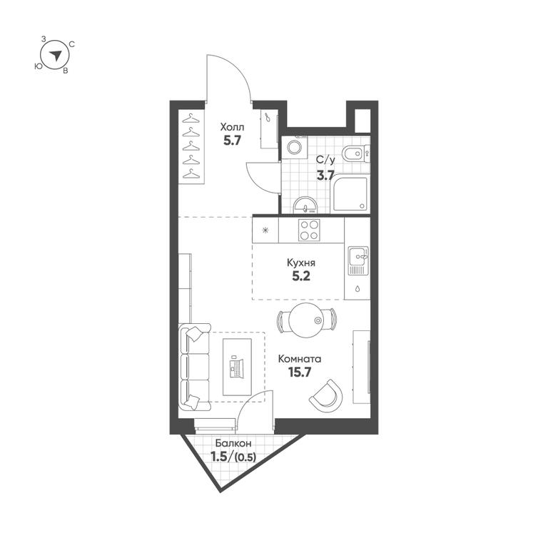 1-BD Apartment Sale, 30.8 sq. m. at Sokolinn Park, 3rd Grazhdanskaya Street, 1, Moscow, Russia #1 1-BD Apartment Sale, 30.8 sq. m. at Sokolinn Park, 3rd Grazhdanskaya Street, 1, Moscow, Russia #1