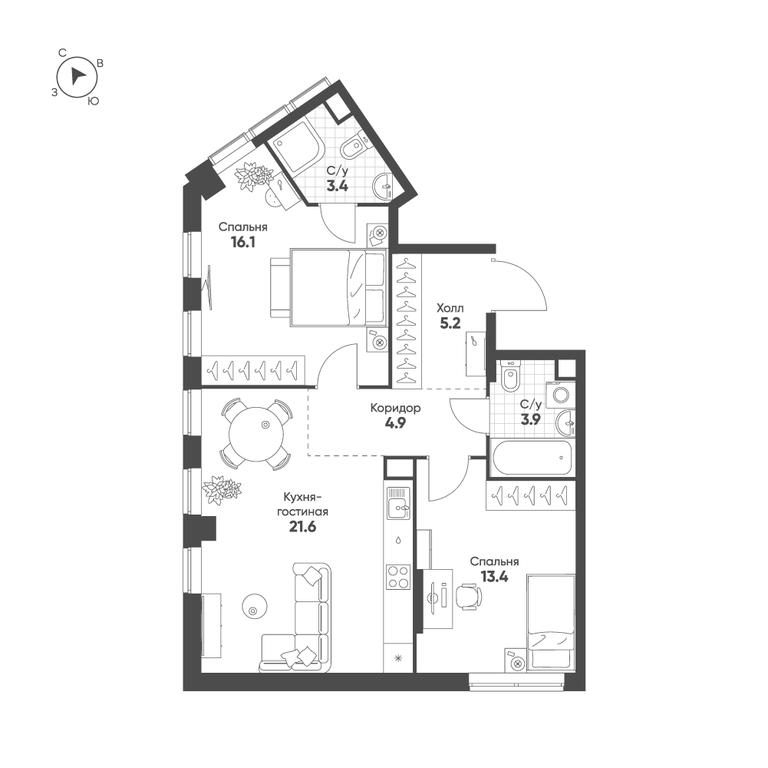 2-BD Apartment Sale, 68.5 sq. m. at Sokolinn Park, 3rd Grazhdanskaya Street, 1, Moscow, Russia #1 2-BD Apartment Sale, 68.5 sq. m. at Sokolinn Park, 3rd Grazhdanskaya Street, 1, Moscow, Russia #1