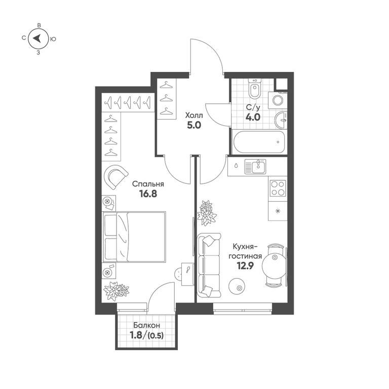 1-BD Apartment Sale, 39.5 sq. m. at Sokolinn Park, 3rd Grazhdanskaya Street, 1, Moscow, Russia #1 1-BD Apartment Sale, 39.5 sq. m. at Sokolinn Park, 3rd Grazhdanskaya Street, 1, Moscow, Russia #1