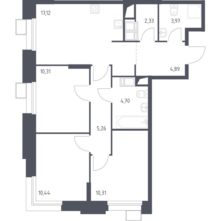 2-BD Apartment Sale, 69.27平方米 at Troparevo Park, Kiyevskoye shosse, 21-y kilometr, 3с4, Mosrentgen Settlement, Moscow, Russia #1 2-BD Apartment Sale, 69.27平方米 at Troparevo Park, Kiyevskoye shosse, 21-y kilometr, 3с4, Mosrentgen Settlement, Moscow, Russia #1