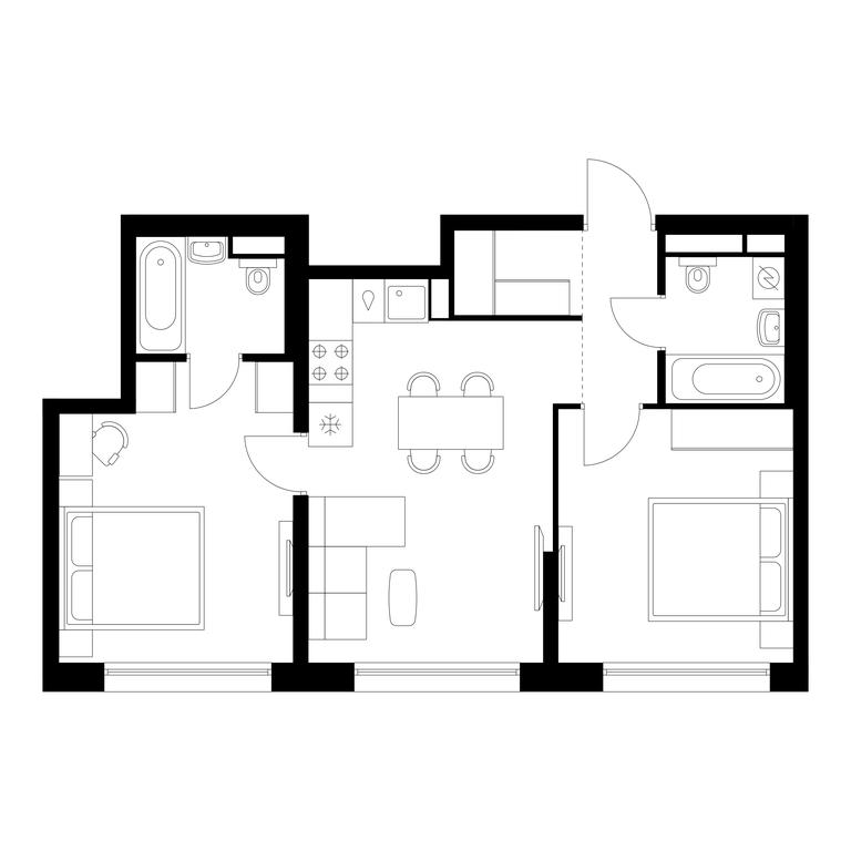 2-BD Apartment Sale, 57平方米 at Kutuzovskiy Kvartal, Ivana Franko Street, 20к1, Moscow, Russia #1