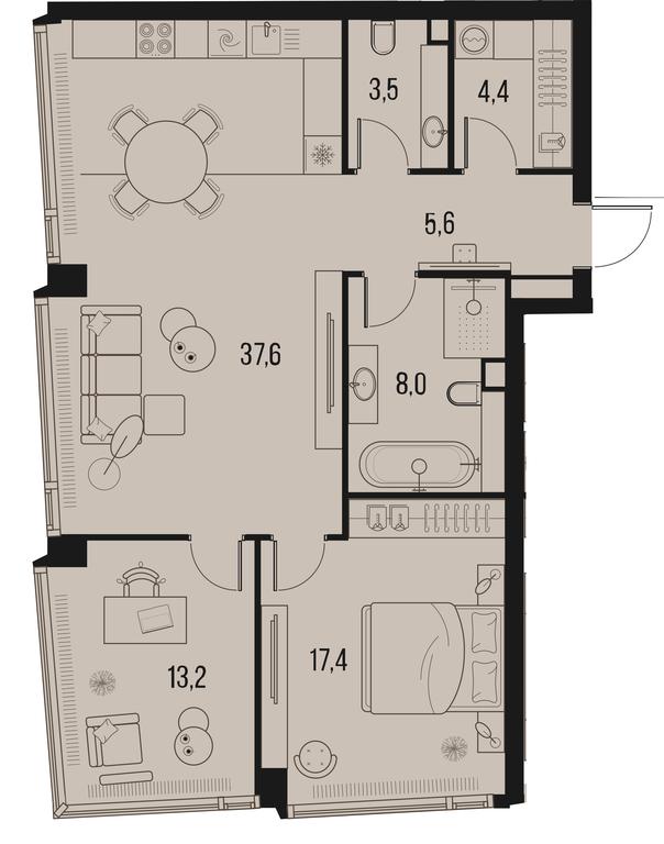 2-BD Apartment Sale, 91.3平方米 at High Life, Letnikovskaya Street, 11/10с1, Moscow, Russia #1 2-BD Apartment Sale, 91.3平方米 at High Life, Letnikovskaya Street, 11/10с1, Moscow, Russia #1