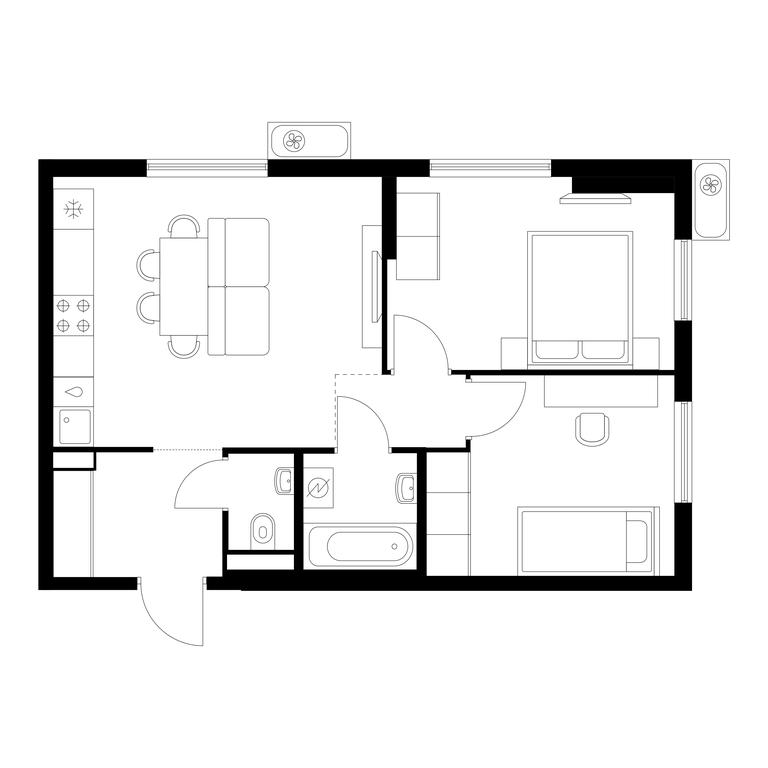 2-BD Apartment Sale, 51.6平方米 at Yauza Park, ulitsa Kolontsova, 4, Mytischi, Moscow Region, Russia #1
