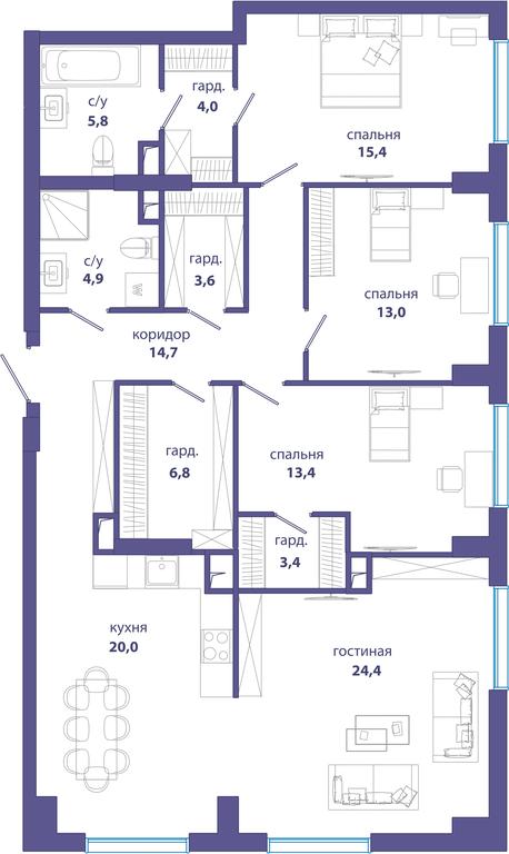4-BD Apartment Sale, 129.4 sq. m. at Sobytie, Lobachevskogo Street, 124к3, Moscow, Russia #1 4-BD Apartment Sale, 129.4 sq. m. at Sobytie, Lobachevskogo Street, 124к3, Moscow, Russia #1