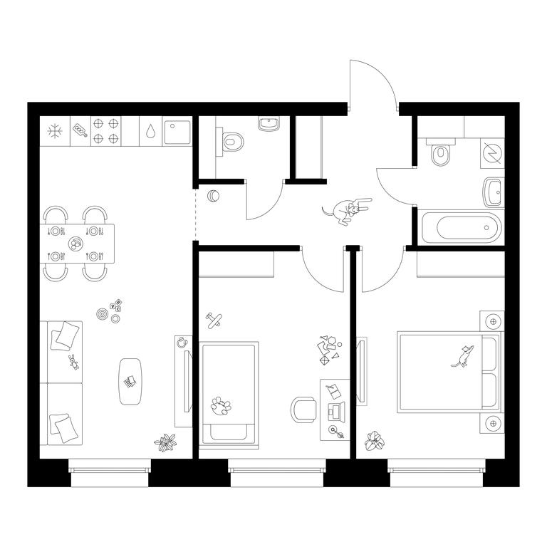 2-BD Apartment Sale, 56.2 sq. m. at Polar, Polyarnaya Street, 39Б, Moscow, Russia #1 2-BD Apartment Sale, 56.2 sq. m. at Polar, Polyarnaya Street, 39Б, Moscow, Russia #1