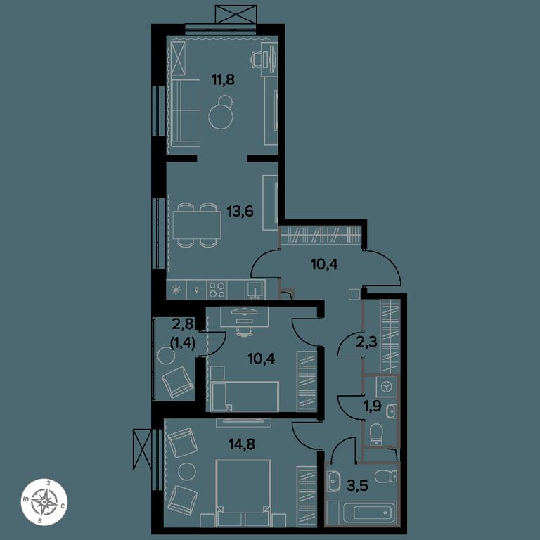 3-BD Apartment Sale, 70 sq. m. at Yzhnaya Bitsa, Yuzhnaya Bitsa Residential Complex, posyolok Bittsa, Leninskiy City District, Moscow Region, Russia #1 3-BD Apartment Sale, 70 sq. m. at Yzhnaya Bitsa, Yuzhnaya Bitsa Residential Complex, posyolok Bittsa, Leninskiy City District, Moscow Region, Russia #1