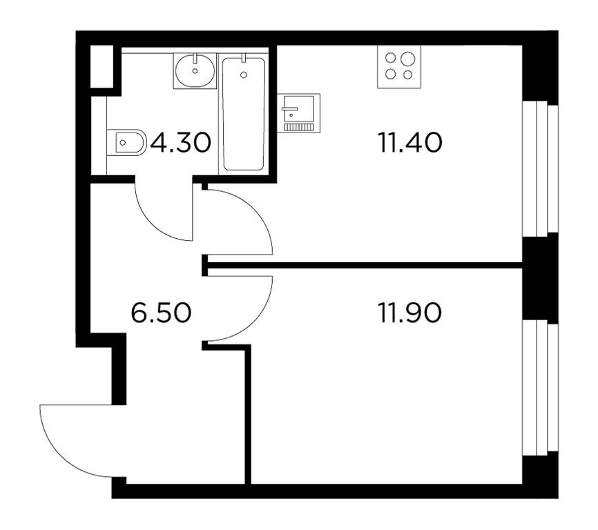 1-BD Apartment Sale, 34.1平方米 at Belyi Grad, Tsentralnaya Street, 1, Mytischi, Moscow Region, Russia #1